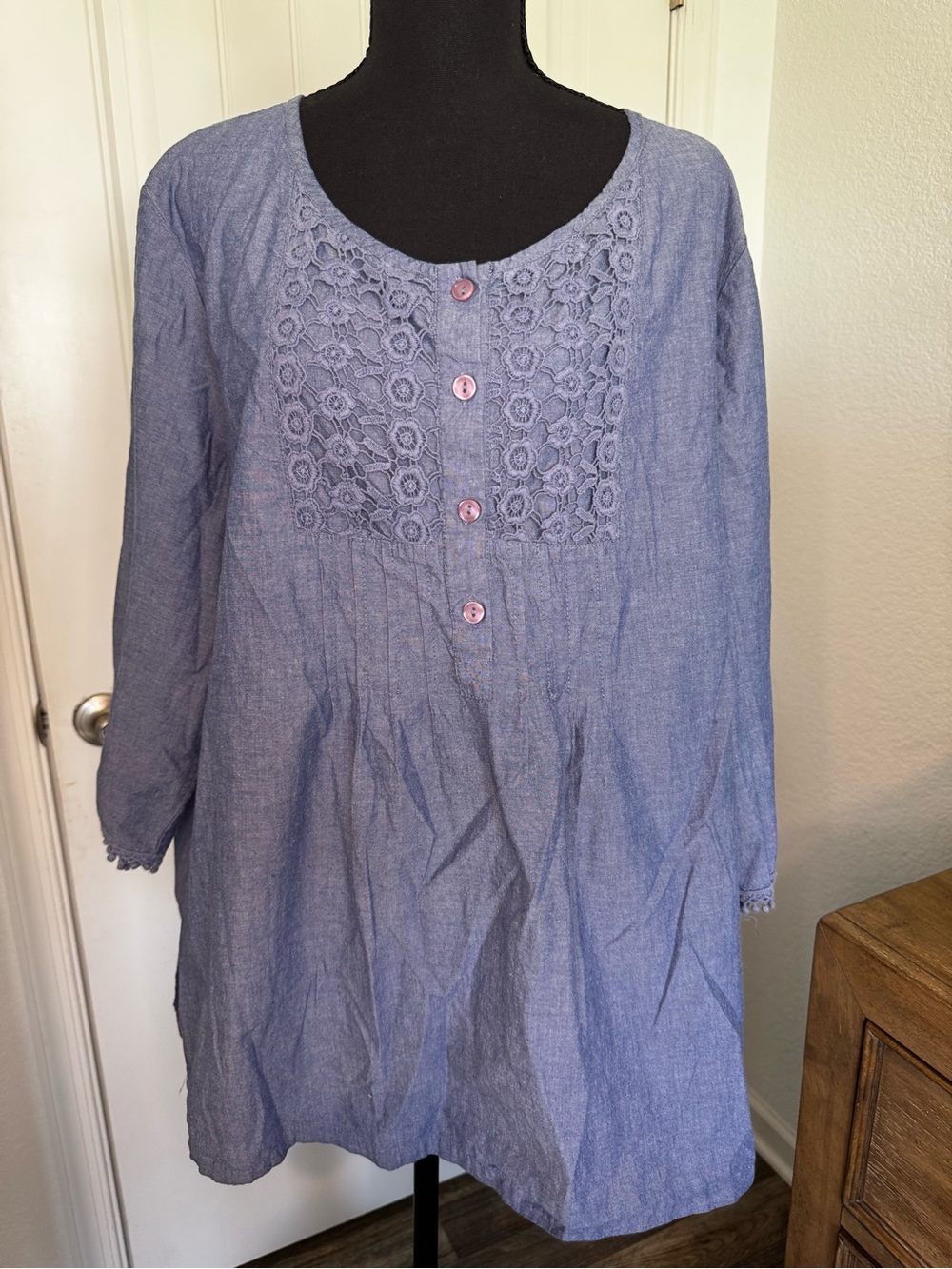 Cathy Daniel’s Chambray Tunic/ Lace Chest